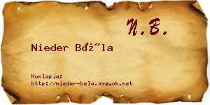 Nieder Béla névjegykártya